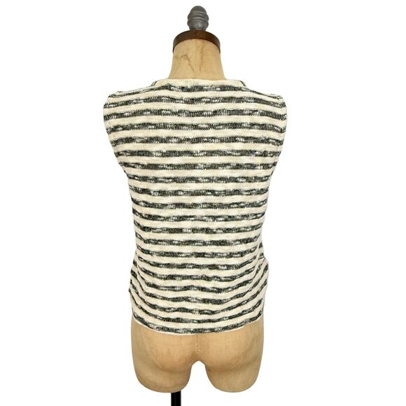 MADEWELL Crewneck Sweater Vest Stripe S Natural Knit Tank Button Up NWT B47 - Picture 4 of 7